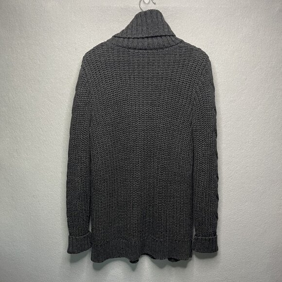 Gap Women's Charcoal Heather Chunky Cozy Cable Knit Turtleneck Sweater Size M - Picture 4 of 6